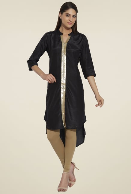 Globus Black Regular Fit Kurta Globus Black Regular Fit Kurta
