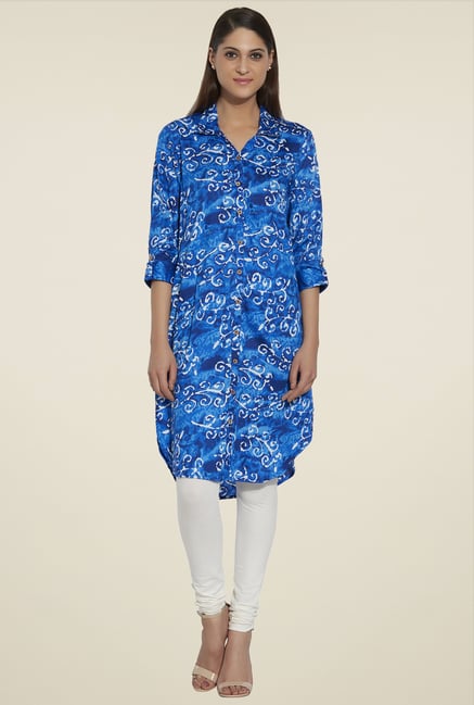 Globus Blue Printed Kurta Globus Blue Printed Kurta
