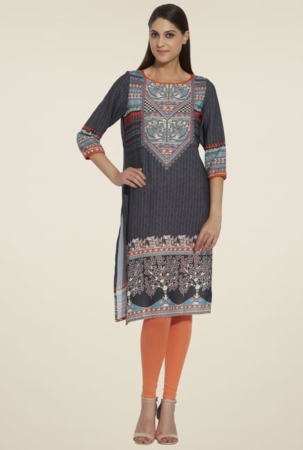 Globus Black Printed Kurta Globus Black Printed Kurta