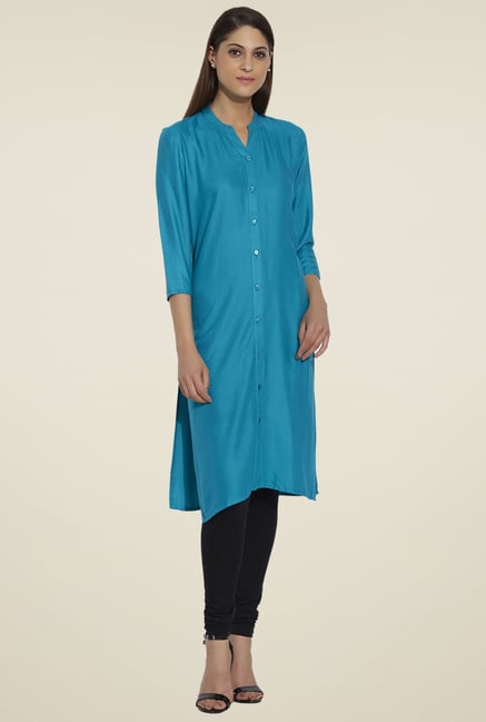 Globus Blue Regular Fit Kurta Globus Blue Regular Fit Kurta