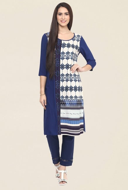 Fusion Beats Navy Printed Kurta Fusion Beats Navy Printed Kurta