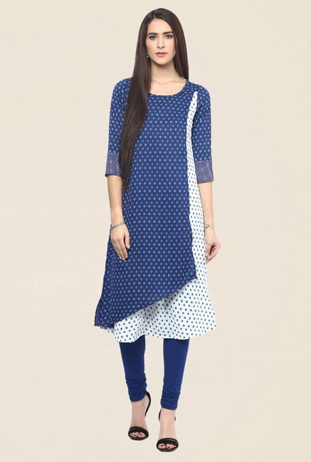 Fusion Beats Blue Printed Kurta Fusion Beats Blue Printed Kurta