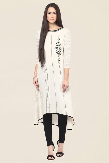 Fusion Beats Beige Embroidered Kurta Fusion Beats Beige Embroidered Kurta