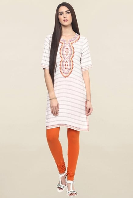 Fusion Beats Off White Embroidered Kurti Fusion Beats Off White Embroidered Kurti