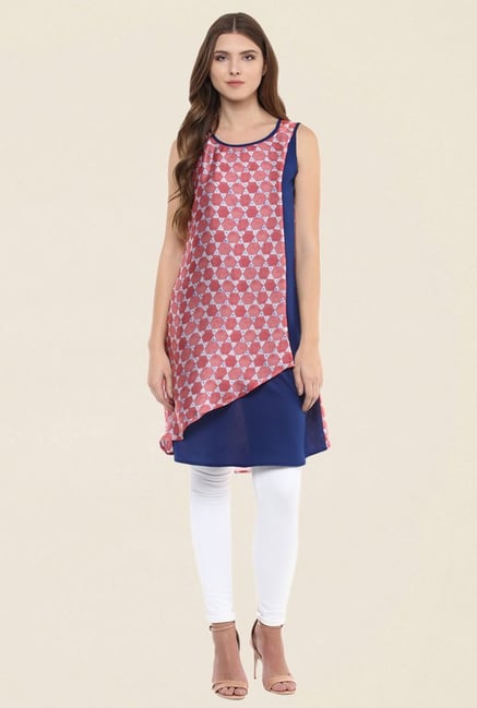 109 F Red & Navy Printed Kurti 109 F Red & Navy Printed Kurti