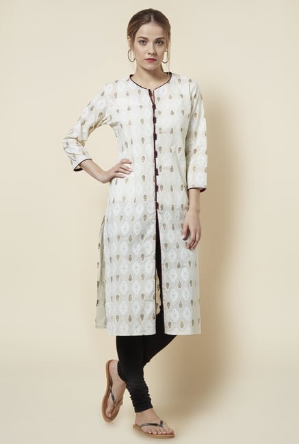 Zudio Off White Pure Cotton Kurta Zudio Off White Pure Cotton Kurta
