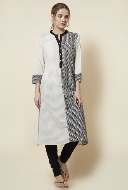 Zudio Off White Pure Cotton Kurta Zudio Off White Pure Cotton Kurta