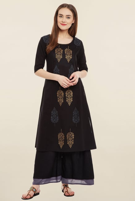 9rasa Black Printed Kurta 9rasa Black Printed Kurta
