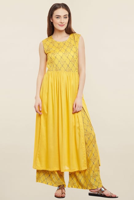 9rasa Yellow Printed Kurta 9rasa Yellow Printed Kurta