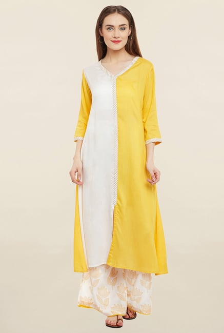 9rasa Yellow Solid Kurta 9rasa Yellow Solid Kurta