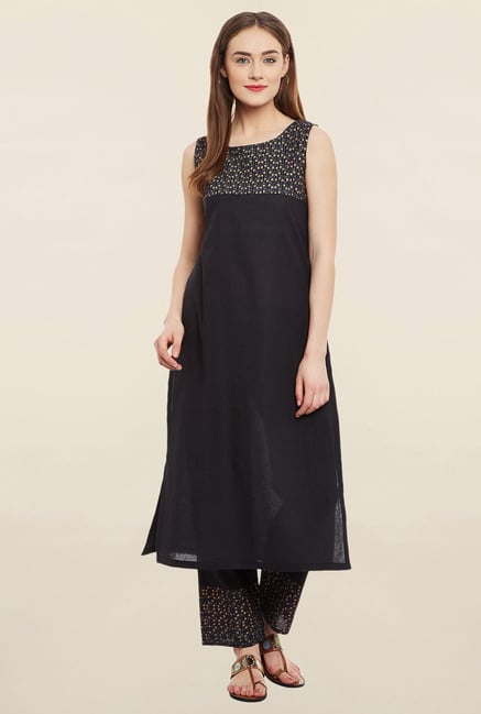 9rasa Black Printed Kurta 9rasa Black Printed Kurta