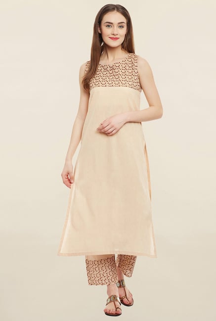 9rasa Beige Printed Kurta 9rasa Beige Printed Kurta