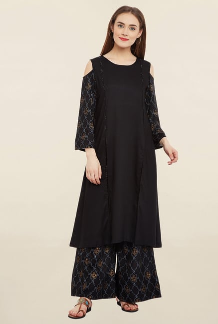 9rasa Black Solid Kurta 9rasa Black Solid Kurta