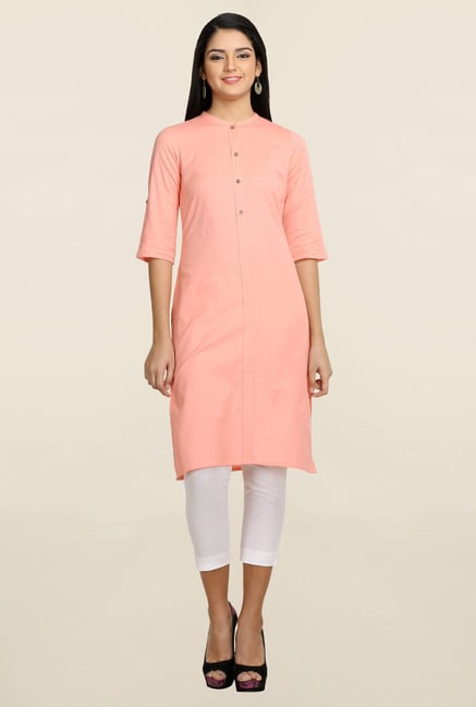 Aurelia Peach Solid Kurti Aurelia Peach Solid Kurti
