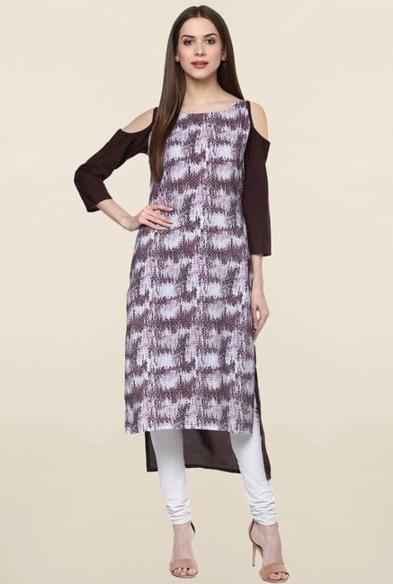 Ziyaa Brown Printed Crepe Kurta Ziyaa Brown Printed Crepe Kurta