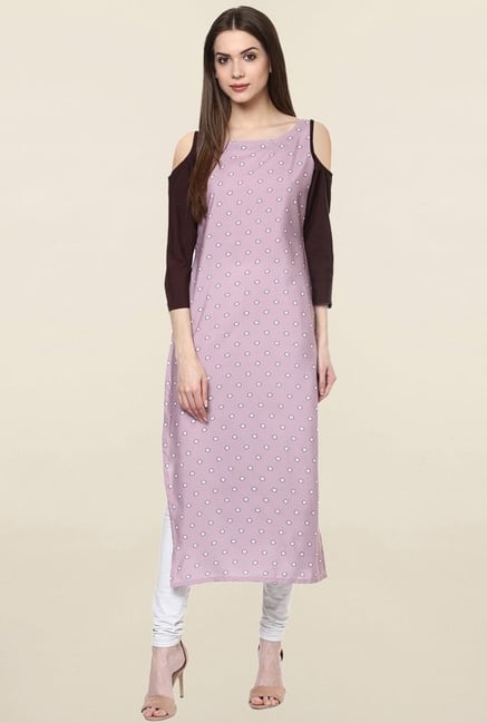 Ziyaa Pink Floral Print Crepe Kurta Ziyaa Pink Floral Print Crepe Kurta