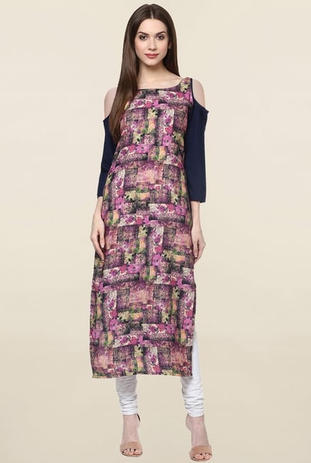 Ziyaa Multicolor Printed Crepe Kurta Ziyaa Multicolor Printed Crepe Kurta