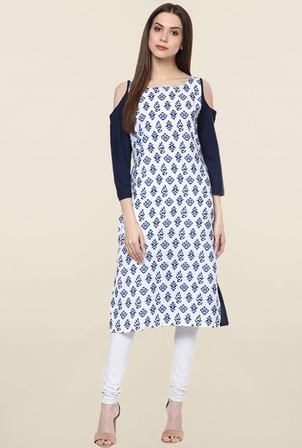 Ziyaa White Printed Crepe Kurta Ziyaa White Printed Crepe Kurta