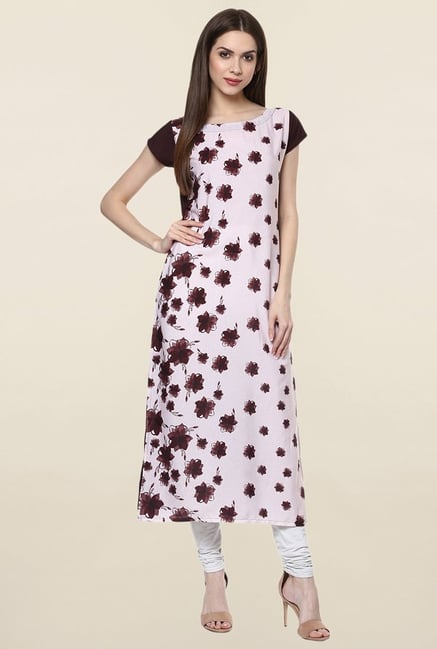 Ziyaa Pink Floral Print Crepe Kurta Ziyaa Pink Floral Print Crepe Kurta