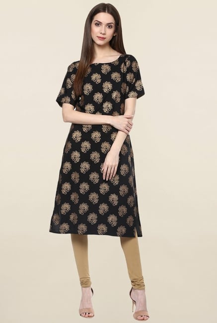 Ziyaa Black Printed Crepe Kurta Ziyaa Black Printed Crepe Kurta