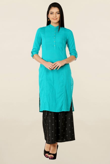 W Turquoise Textured Kurta W Turquoise Textured Kurta