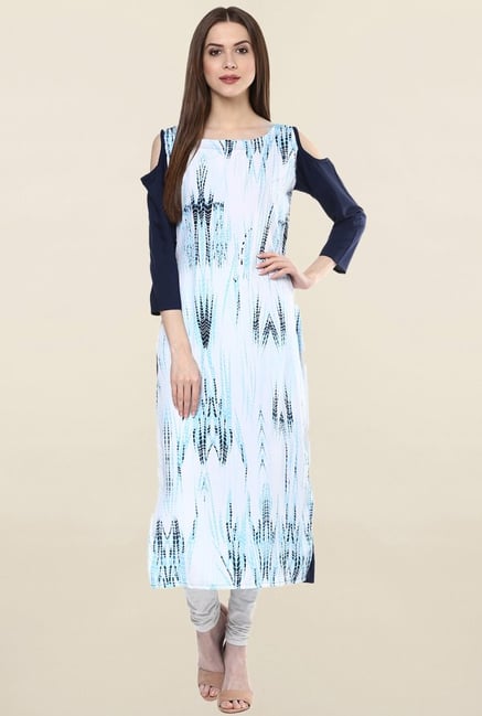 Ziyaa White Printed Crepe Kurta Ziyaa White Printed Crepe Kurta