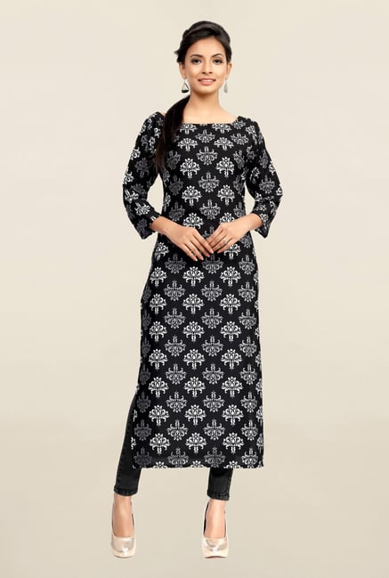 Ziyaa Black Printed Crepe Kurta Ziyaa Black Printed Crepe Kurta