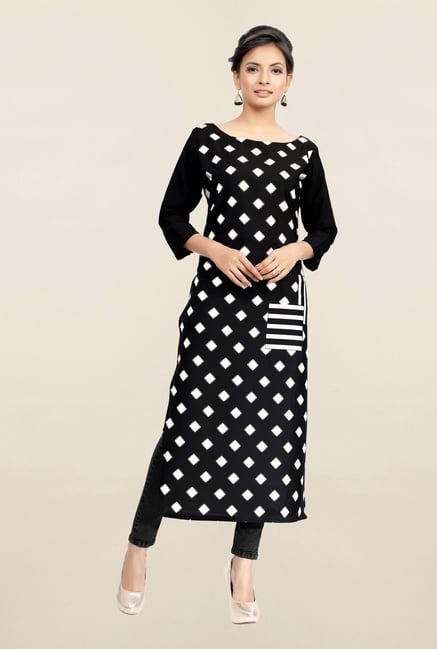 Ziyaa Black Printed Crepe Kurta Ziyaa Black Printed Crepe Kurta