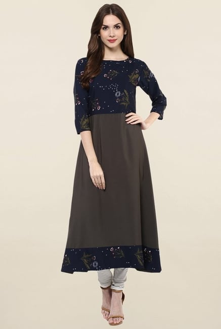 Ziyaa Brown Printed Crepe Anarkali Kurta Ziyaa Brown Printed Crepe Anarkali Kurta