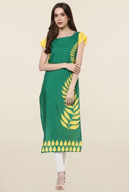 Ziyaa Green Printed Crepe Kurta Ziyaa Green Printed Crepe Kurta
