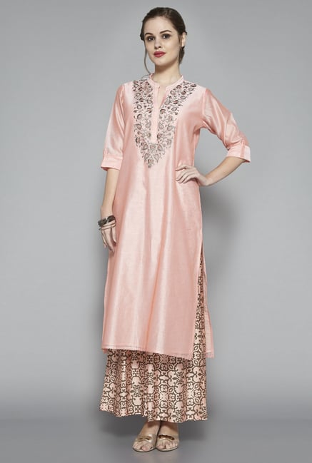 Vark by Westside Peach Embroidered Suit Set Vark by Westside Peach Embroidered Suit Set