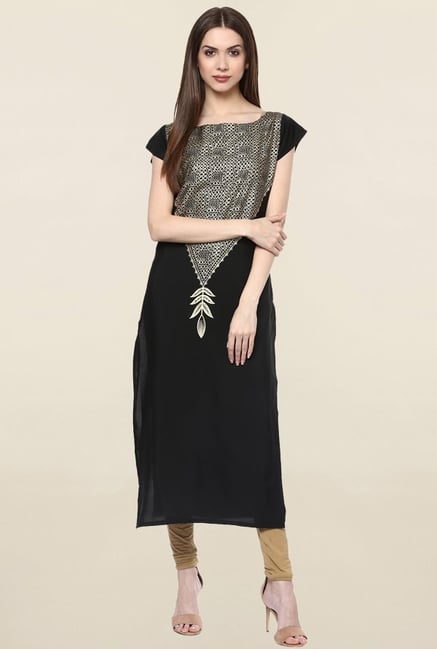 Ziyaa Black Printed Crepe Kurta Ziyaa Black Printed Crepe Kurta