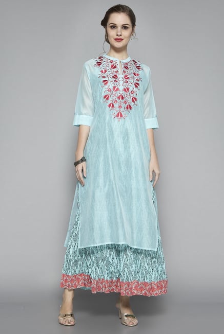 Vark by Westside Light Blue Embroidered Suit Set Vark by Westside Light Blue Embroidered Suit Set