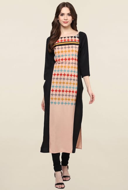 Ziyaa Peach Printed Crepe Kurta Ziyaa Peach Printed Crepe Kurta