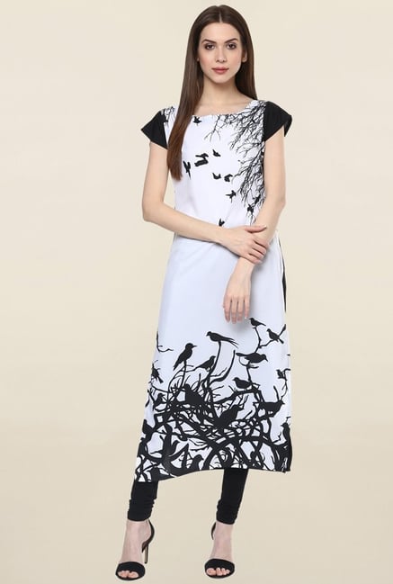 Ziyaa White Printed Crepe Kurta Ziyaa White Printed Crepe Kurta