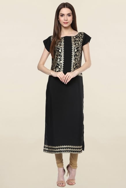Ziyaa Black Printed Crepe Kurta Ziyaa Black Printed Crepe Kurta