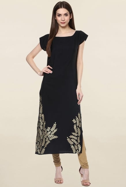 Ziyaa Black Printed Crepe Kurta Ziyaa Black Printed Crepe Kurta