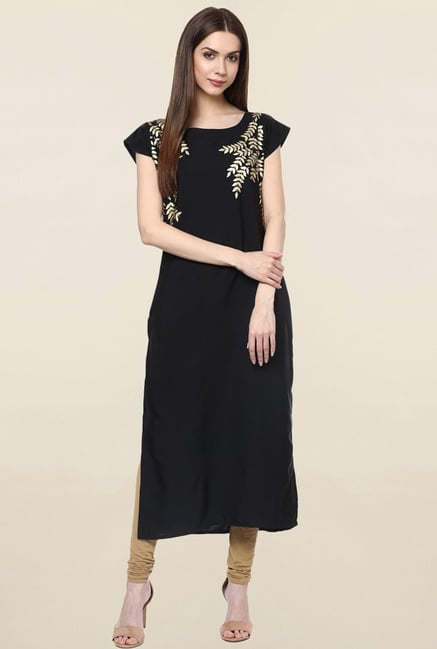 Ziyaa Black Printed Crepe Kurta Ziyaa Black Printed Crepe Kurta