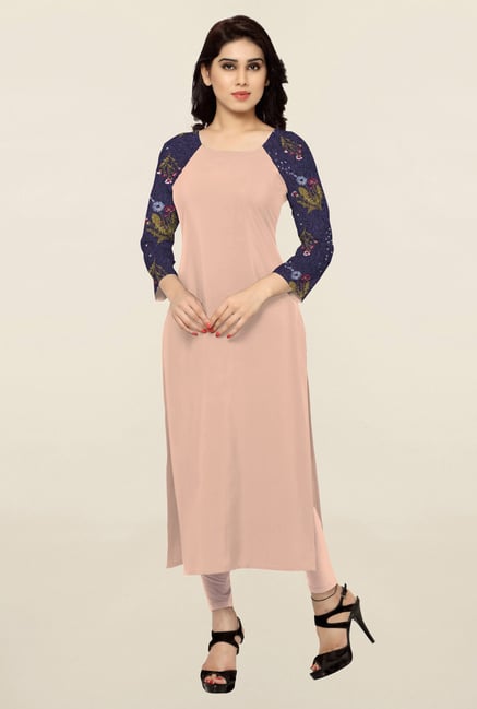 Ziyaa Peach Solid Crepe Kurta Ziyaa Peach Solid Crepe Kurta