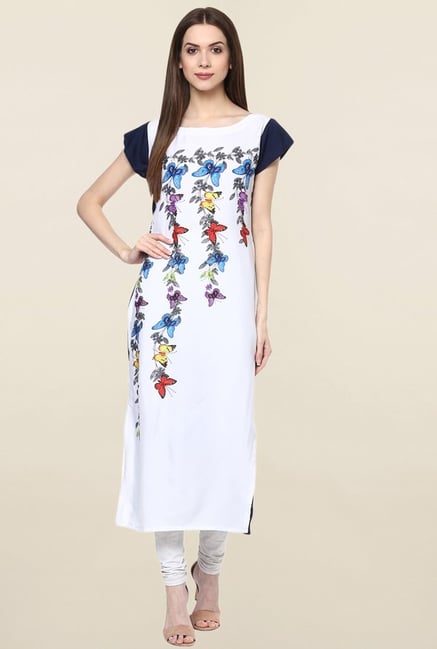 Ziyaa White Printed Crepe Kurta Ziyaa White Printed Crepe Kurta