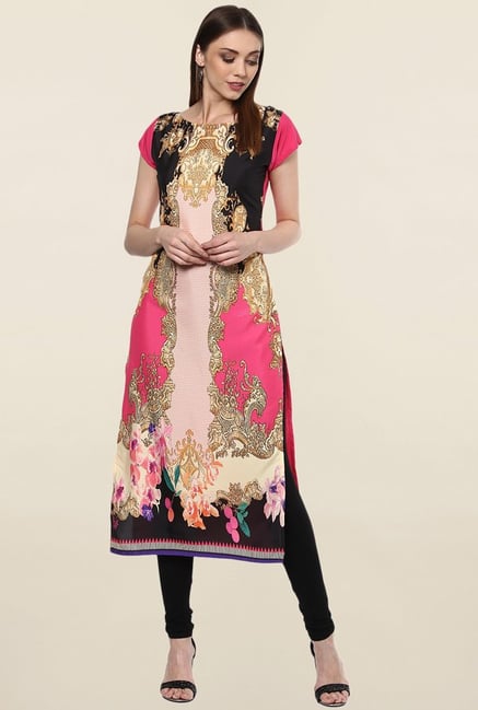 Ziyaa Multicolor Printed Crepe Kurta Ziyaa Multicolor Printed Crepe Kurta