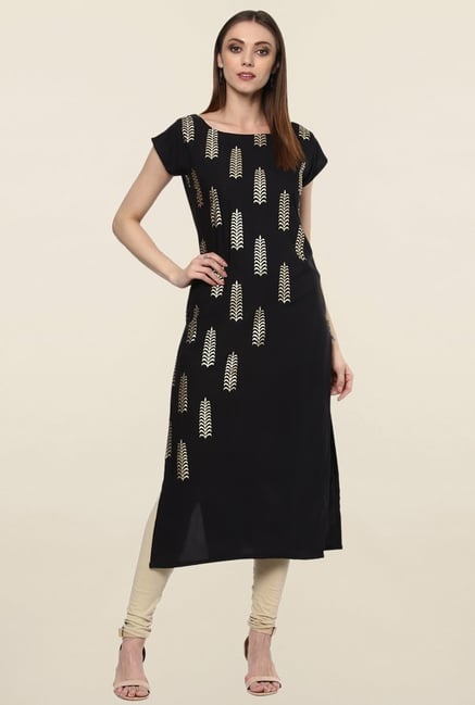 Ziyaa Black Printed Crepe Kurta Ziyaa Black Printed Crepe Kurta