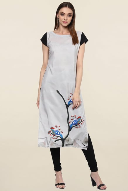 Ziyaa Grey Printed Crepe Kurta Ziyaa Grey Printed Crepe Kurta