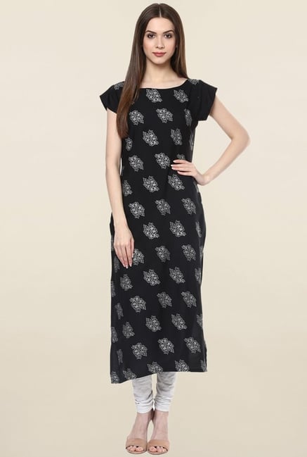 Ziyaa Black Printed Crepe Kurta Ziyaa Black Printed Crepe Kurta