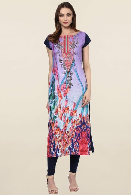 Ziyaa Purple Printed Crepe Kurta Ziyaa Purple Printed Crepe Kurta