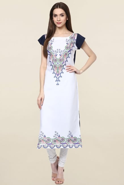 Ziyaa White Printed Crepe Kurta Ziyaa White Printed Crepe Kurta