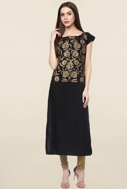 Ziyaa Black Printed Crepe Kurta Ziyaa Black Printed Crepe Kurta