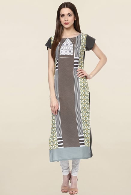 Ziyaa Multicolor Printed Crepe Kurta Ziyaa Multicolor Printed Crepe Kurta