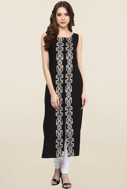 Ziyaa Black Printed Crepe Kurta Ziyaa Black Printed Crepe Kurta