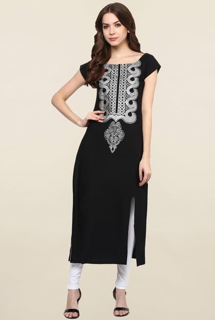 Ziyaa Black Printed Crepe Kurta Ziyaa Black Printed Crepe Kurta
